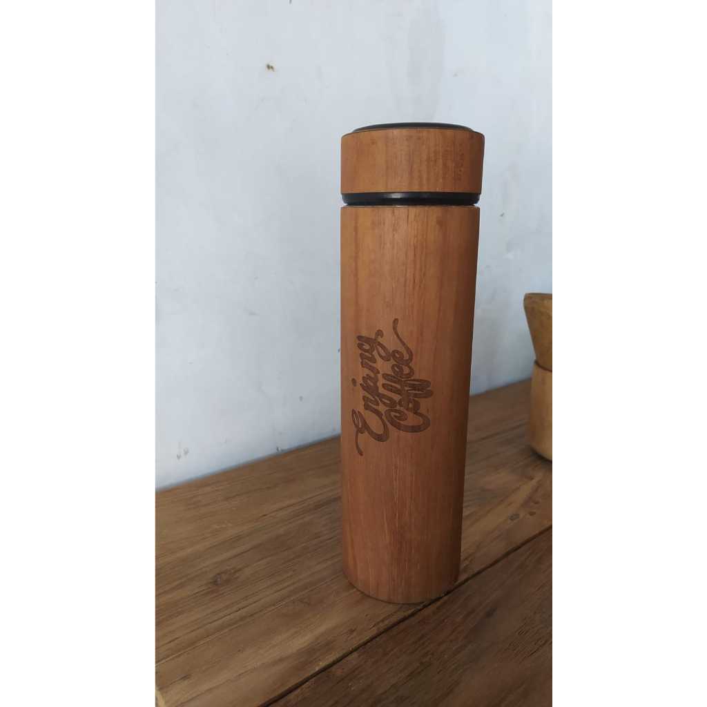 Botol Minum custom nama/Tumbler kayu
