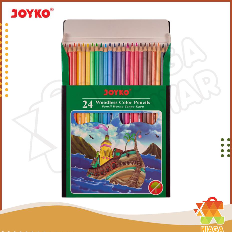 

♪↔✴❆ NA JOYKO Pensil Warna 24 Warna CP-104 / Woodless Color Pencils Hexagonal Grips Joyko Panjang isi 24 Pcs Serba Murah