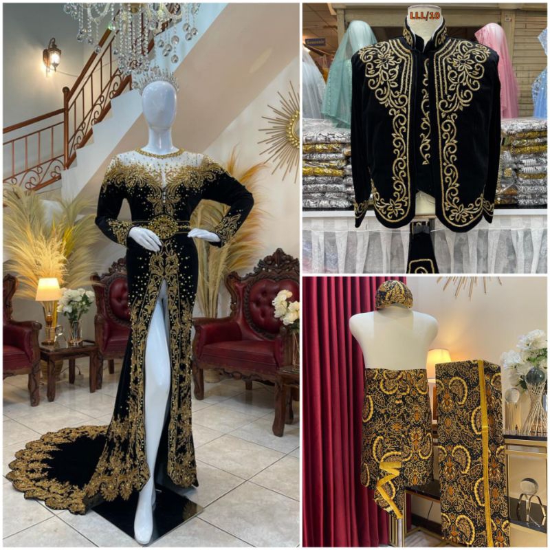 kebaya bludru satu set lengkap + kain