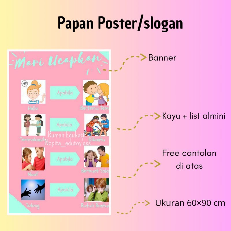 

Papan Banner slogan tempel didinding Mari Ucapkan