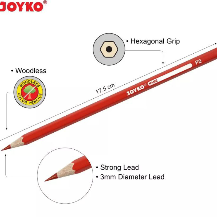 

Harga Promo (12 warna) Joyko pensil warna CP-103 woodless color pencils Hexagonal