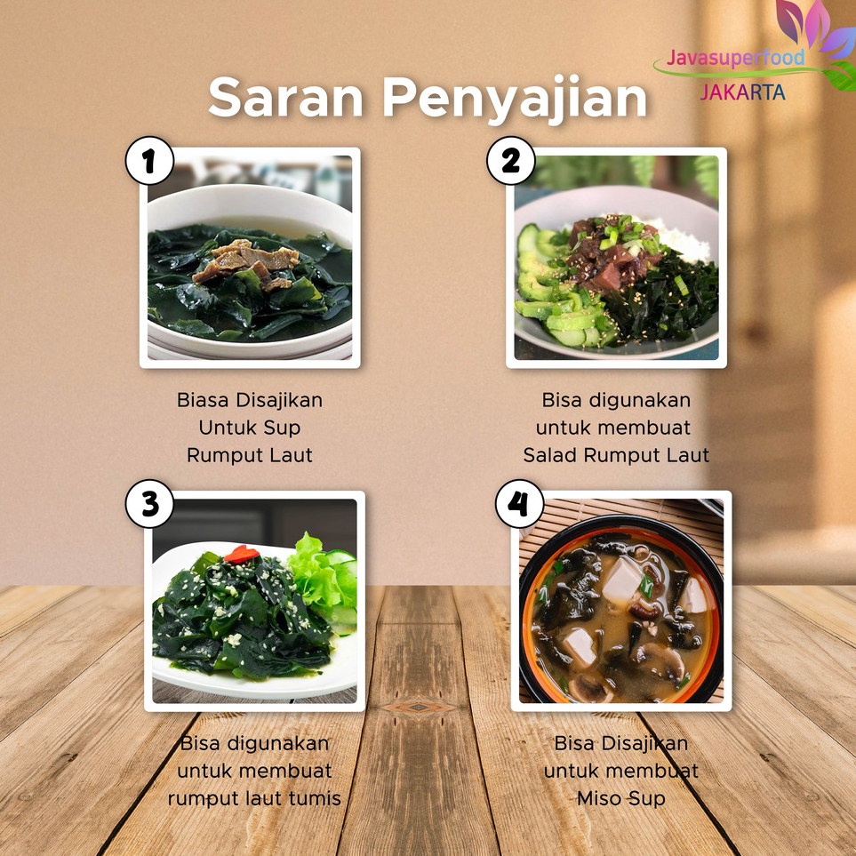 

Terlaris Cut Wakame Rumput laut kering / Dried Seaweed / Miyeok Myeok Miso soup