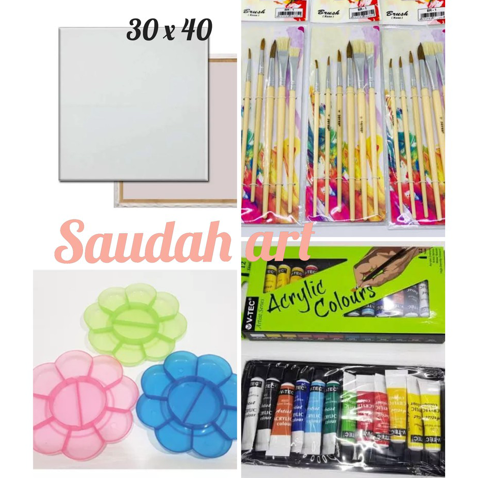 

Ready Paket Kanvas Lukis (kanvas 30x40,kuas,palet,cat akrilik)