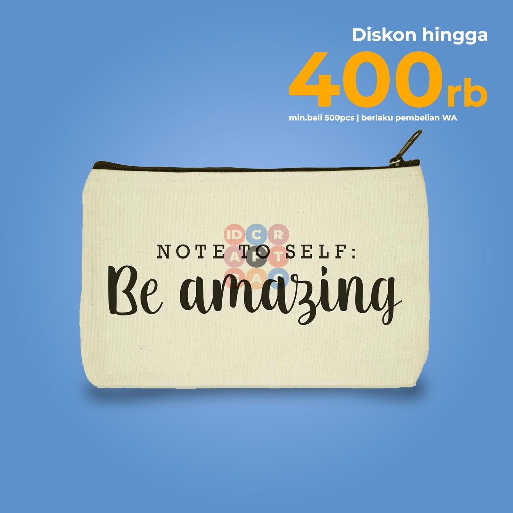 IDCraftBag Zipper Pouch Kanvas 20x15 Custom - Dompet Souvenir Kanvas - Souvenir Pouch Kanvas