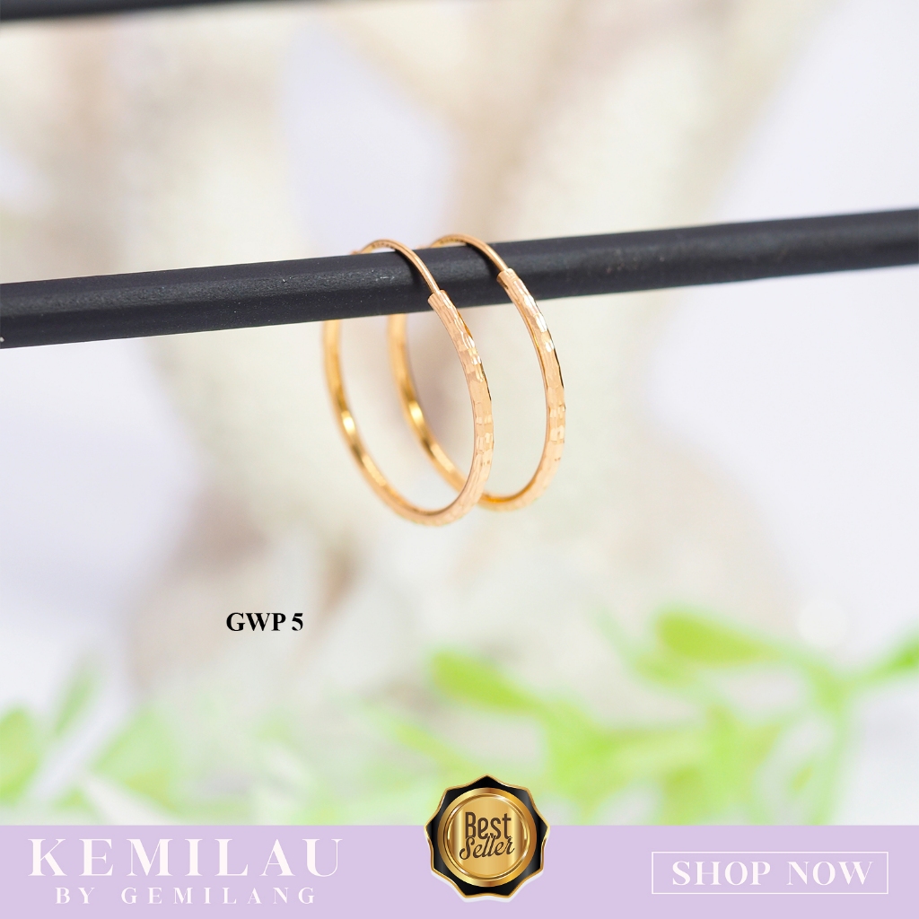 ANTING GYPSI BESAR EMAS ASLI KADAR 6K ATAU 300 DAN 8K ATAU 375 ANTING MODEL BULAT BESAR WANITA KODE 