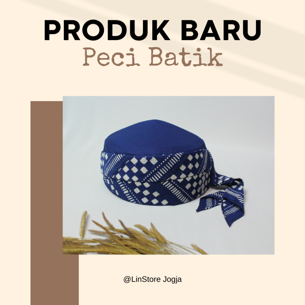 Peci Batik Jogokaryan Motif Poleng Biru