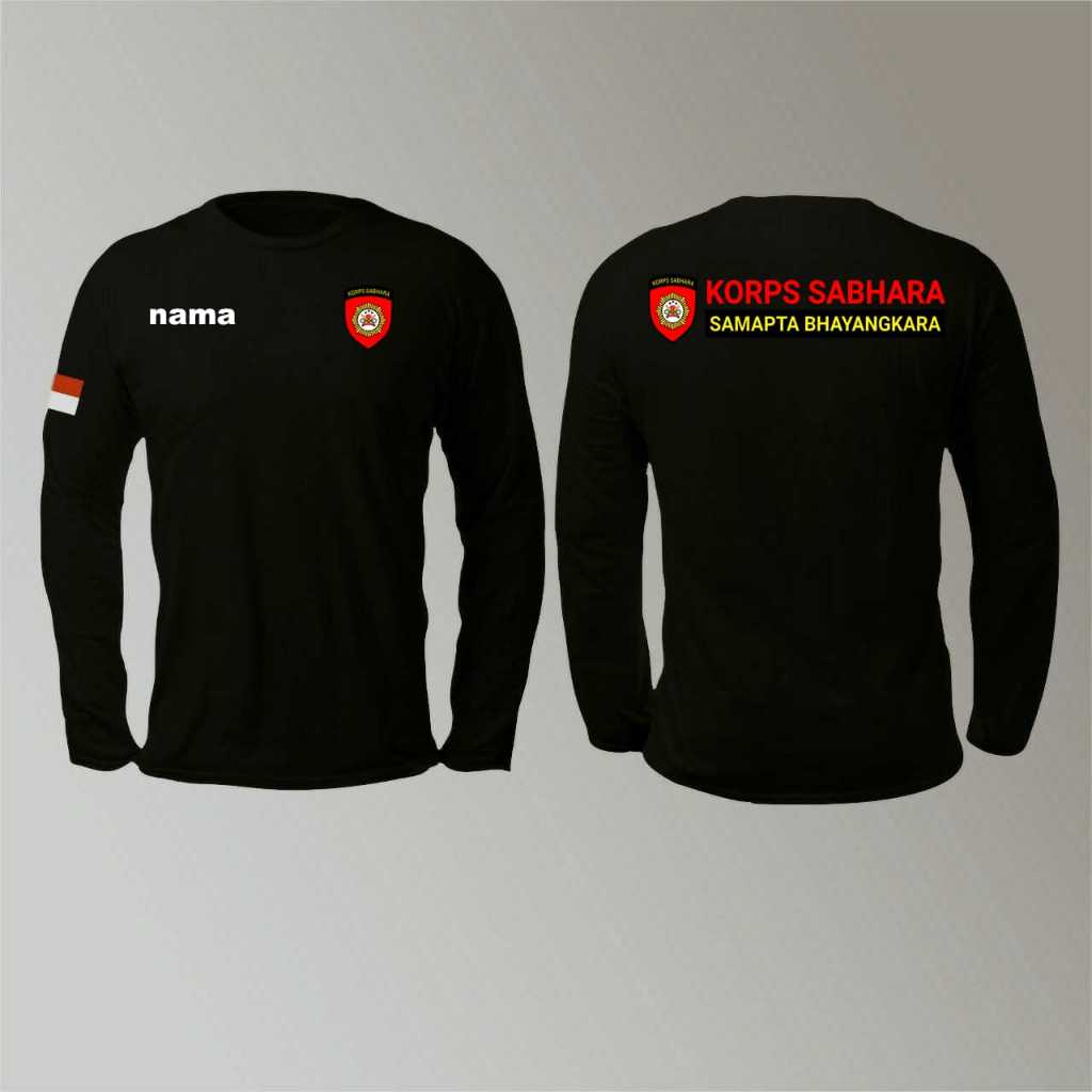 BAJU KAOS INTANSI POLISI/ POLRI KORPS SABHARA LENGAN PANJANG WARNA HITAM