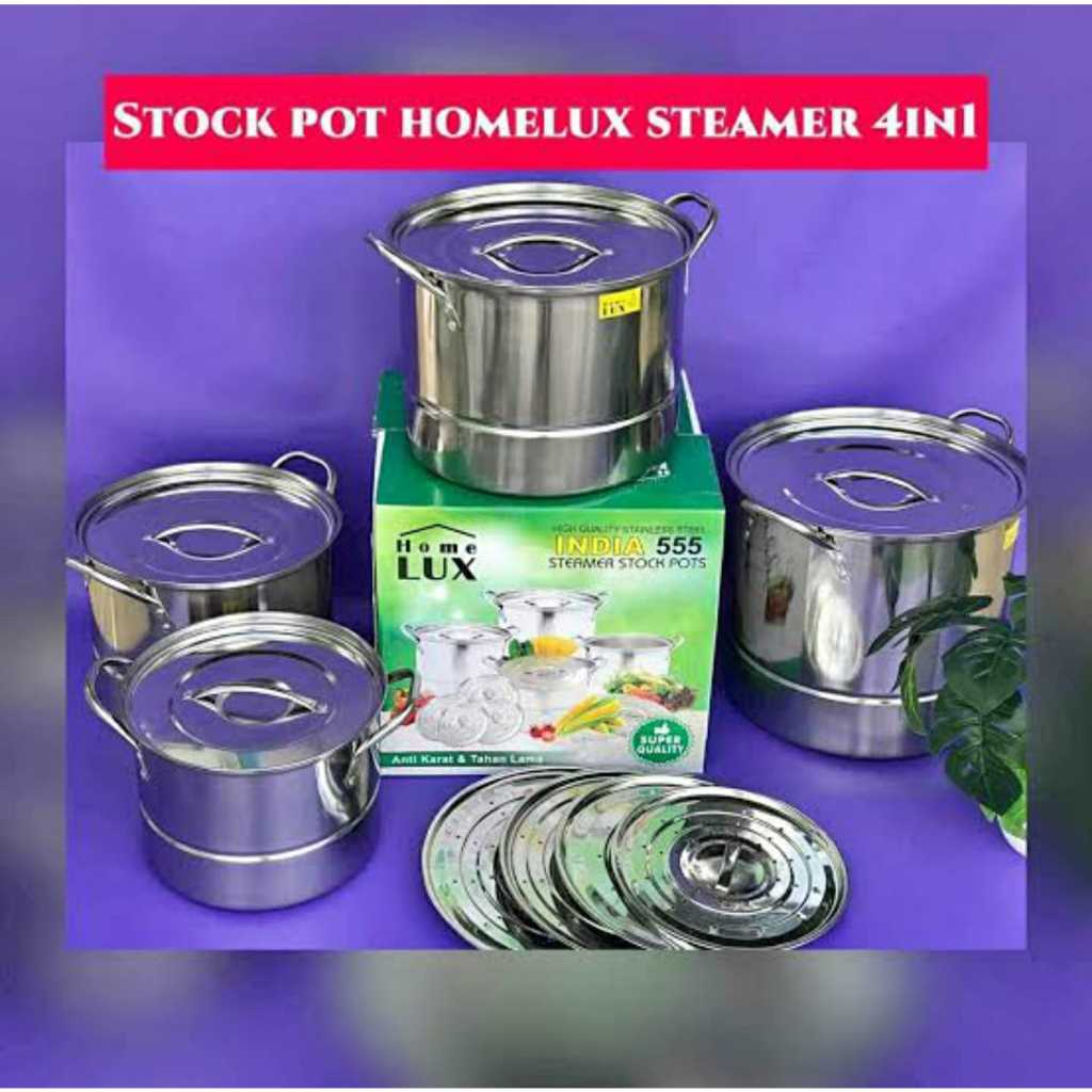 (219) HOMELUX STOCK POT INDIA 555 / PANCI STEAMER SET 4 IN 1