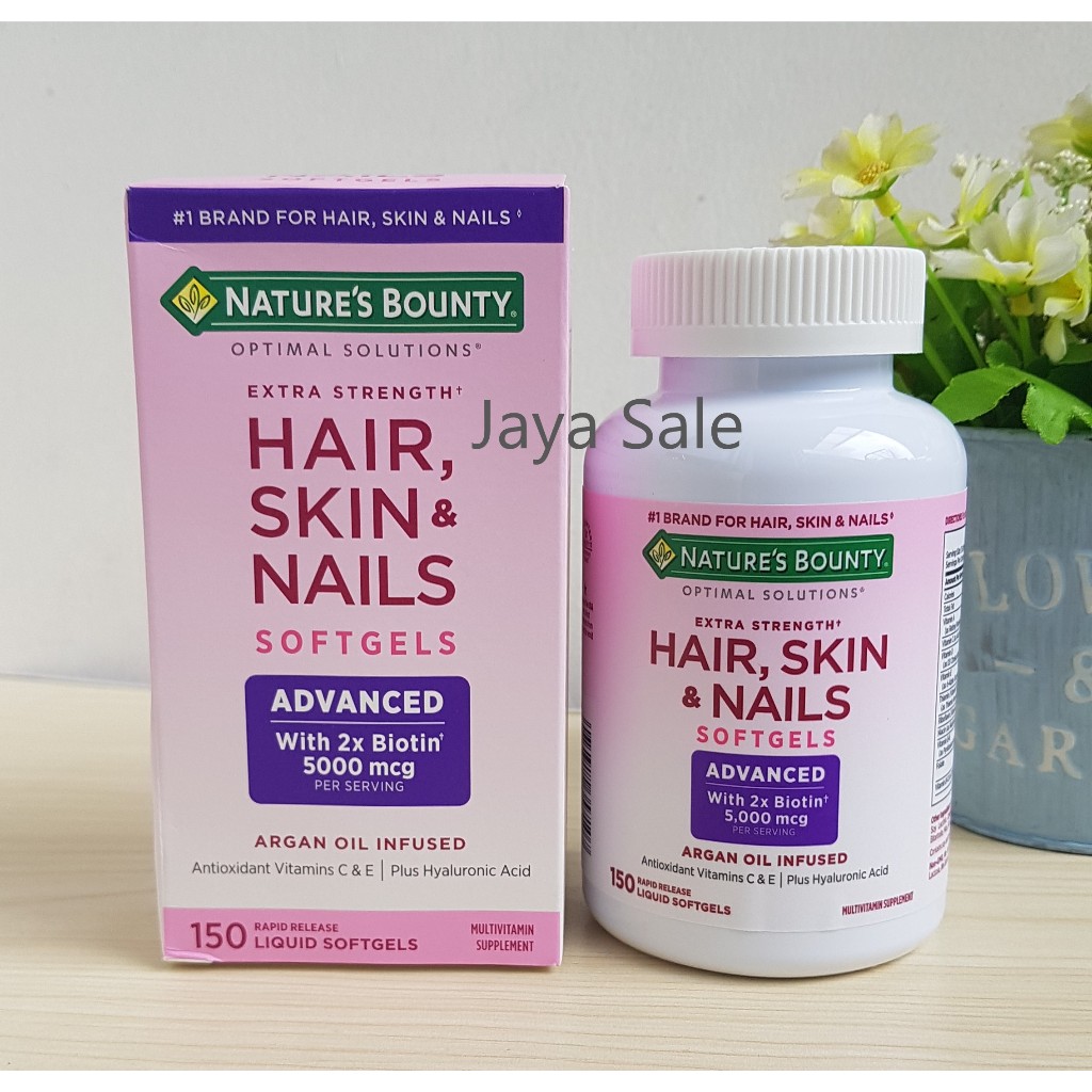 Natures Bounty Nature’s Bounty Extra Strength Hair Skin Nails 150 Softgels 5000mg biotin