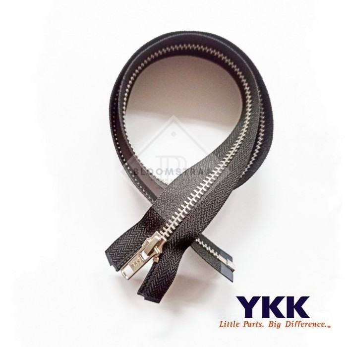 Resleting YKK Gigi Besi Silver 55 cm Metal Zipper 22in Open-End Jaket