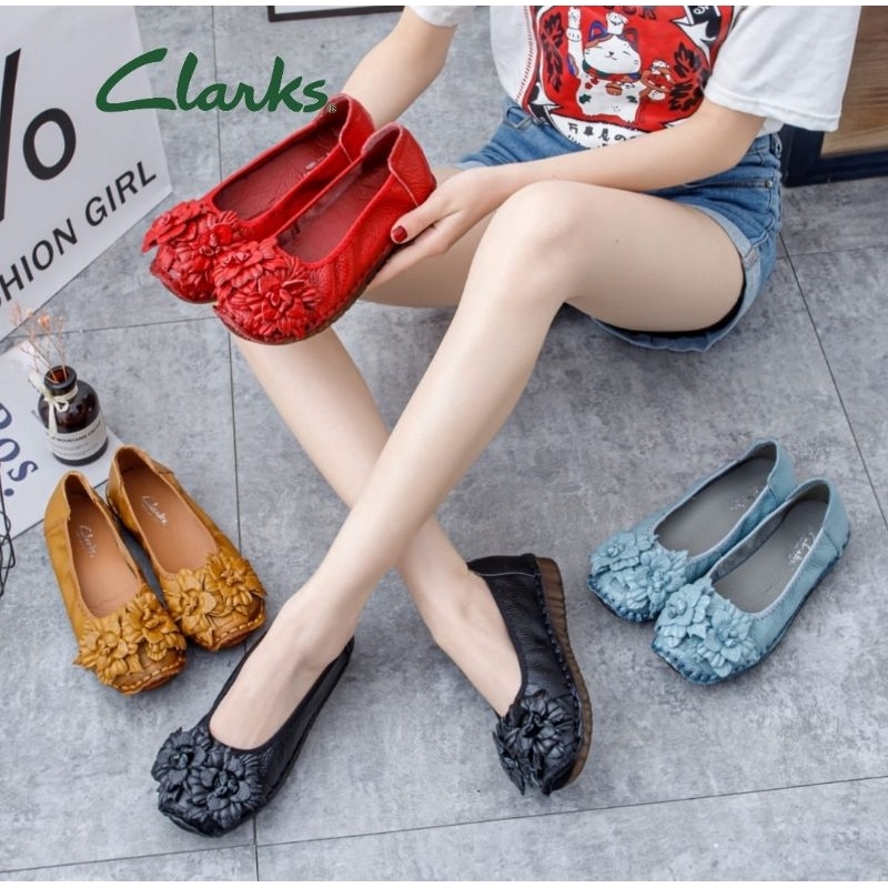 Sepatu Clarks bunga 2 / clarks bunga 9682 /Sepatu wanita clarks bunga kulit asli