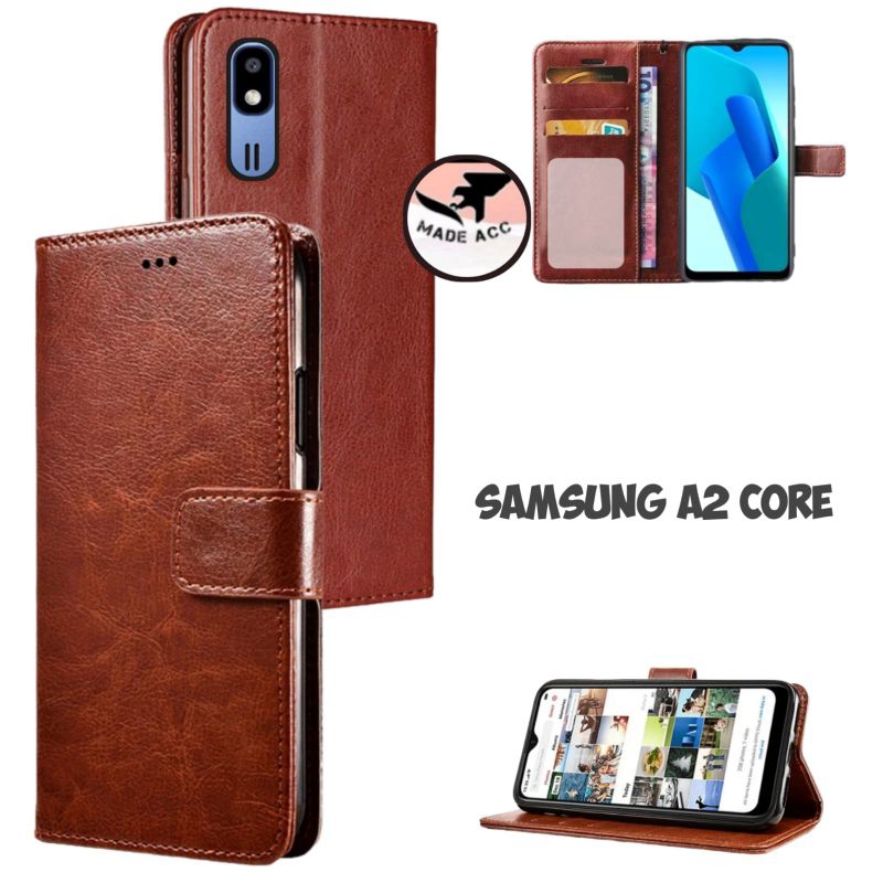 SAMSUNG A2 CORE casing dompet flip cover leather case kulit premium