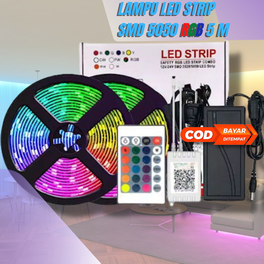 Lampu Led Strip Rgb 5 Meter 12 Volt 5050