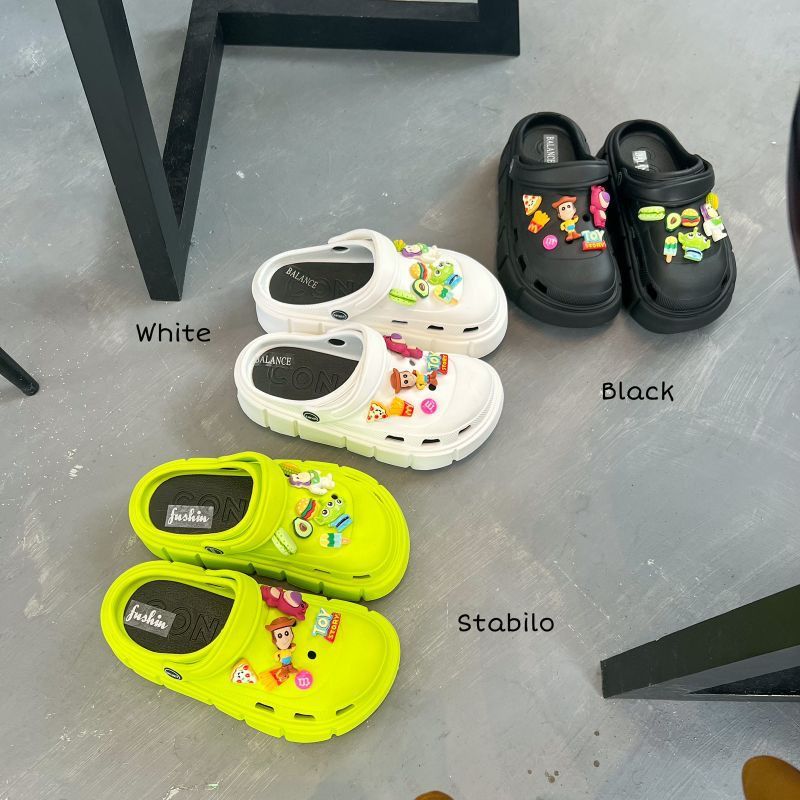 Sandal Wedges Jibbitz Toy Story Kartun Andy Lucu Sandal Wanita Baim