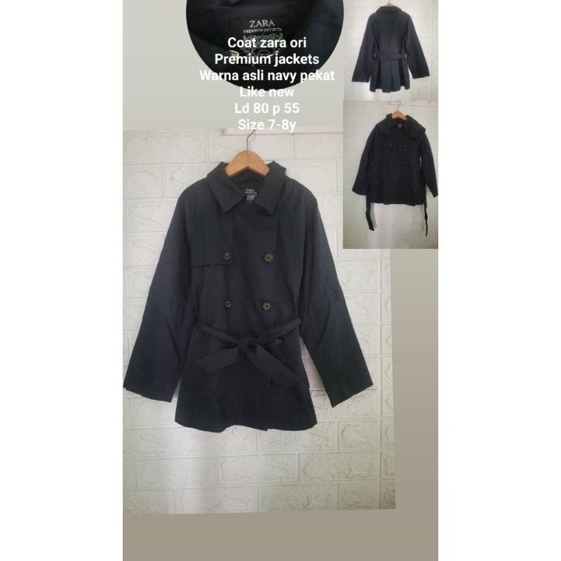 preloved coat 7-8th brand zara warna navy tua like new