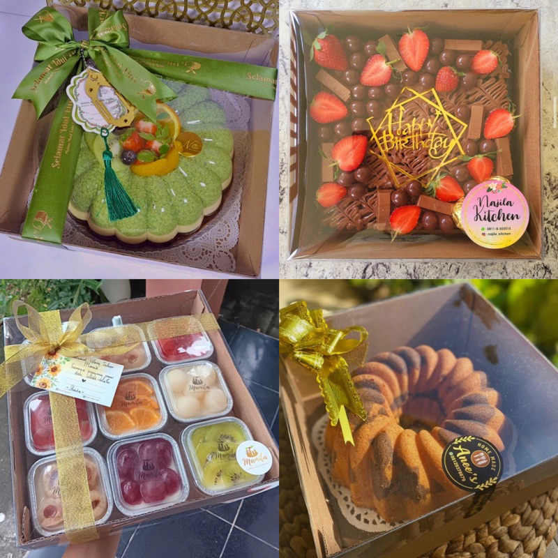 

Kotak Kue Mewah Tebal Tutup Full Mika 25x25x10 22x22x10 20x20x10 Cake box hampers mika mewah