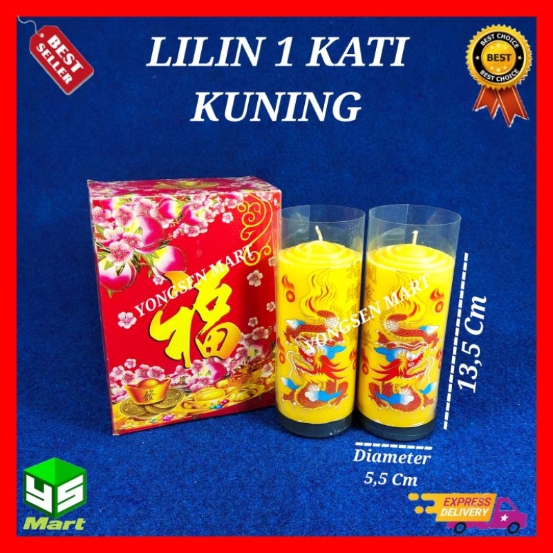 Lilin kuning jumbo polos / lilin ibadah sembahyang 1 kati 2 pcs
