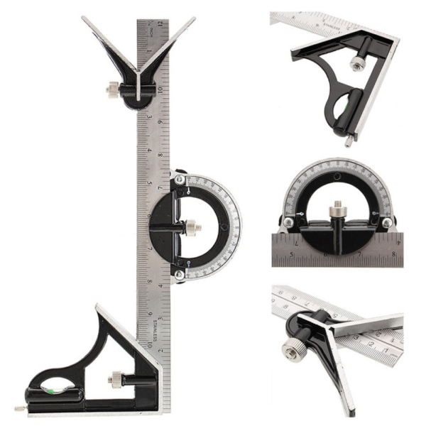 

Penggaris Siku Kombinasi 30cm Stainless lengkap Busur Derajat waterpas Berkualitas