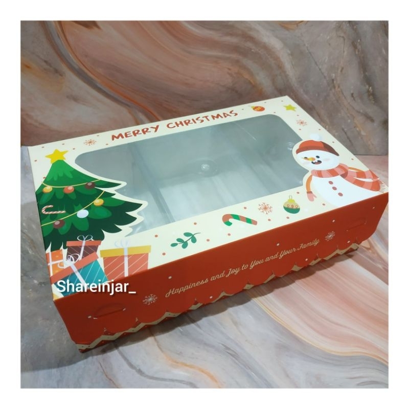 

Kotak Box Merry Christmas Packaging Hampers Kue Cookies Natal 3 Toples 350gr Persegi