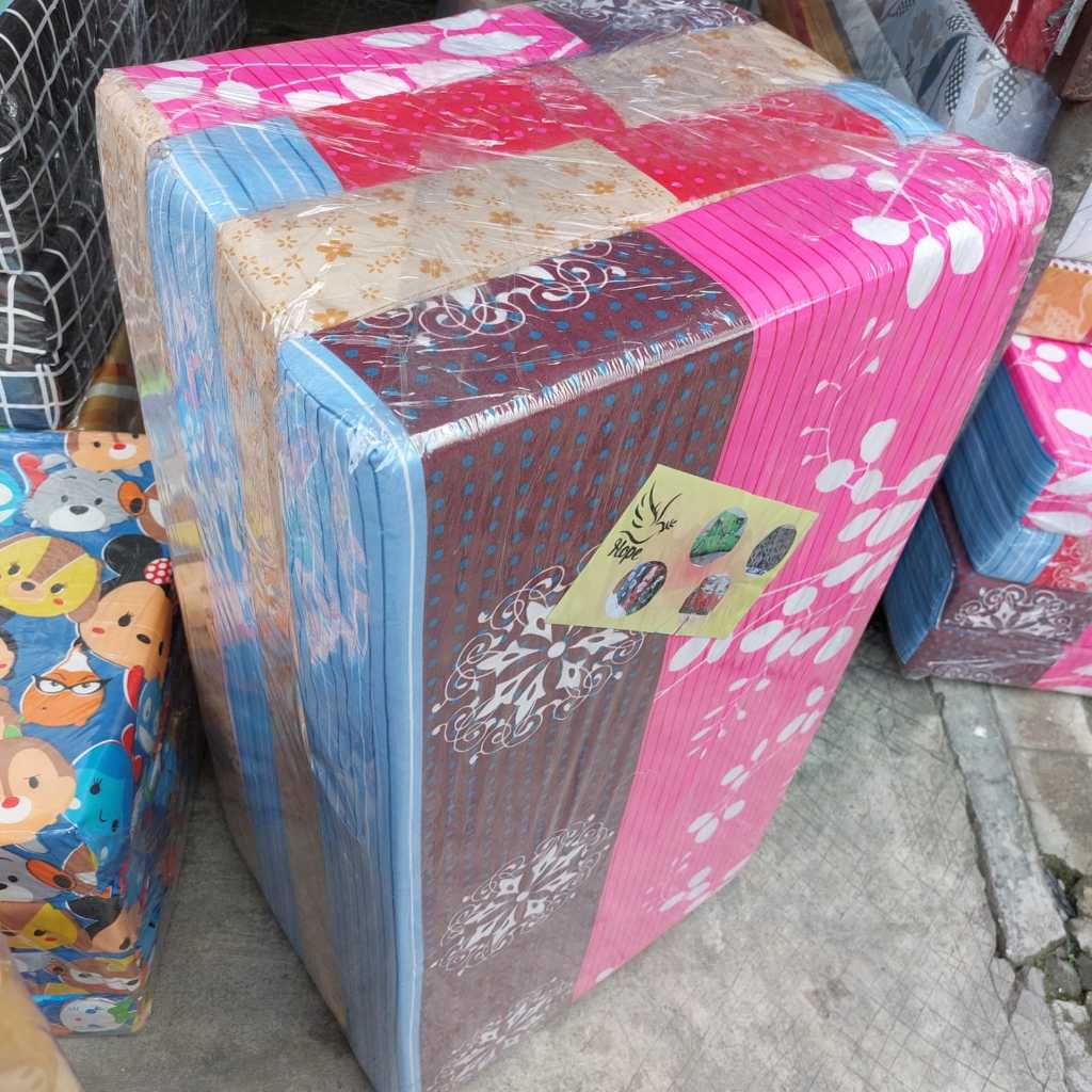 Tilam lipat empat ringkas matras kasur single tebal seleting busa roti