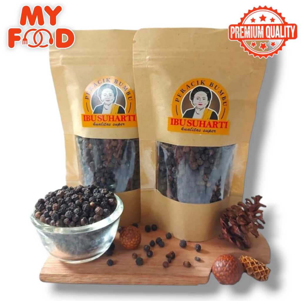 

[Myfoodofficial] - Ibu Suharti Rempah Biji Lada Hitam Asli Bangka Bumbu Dapur Merica Bulat Black Pepper Kualitas Premium