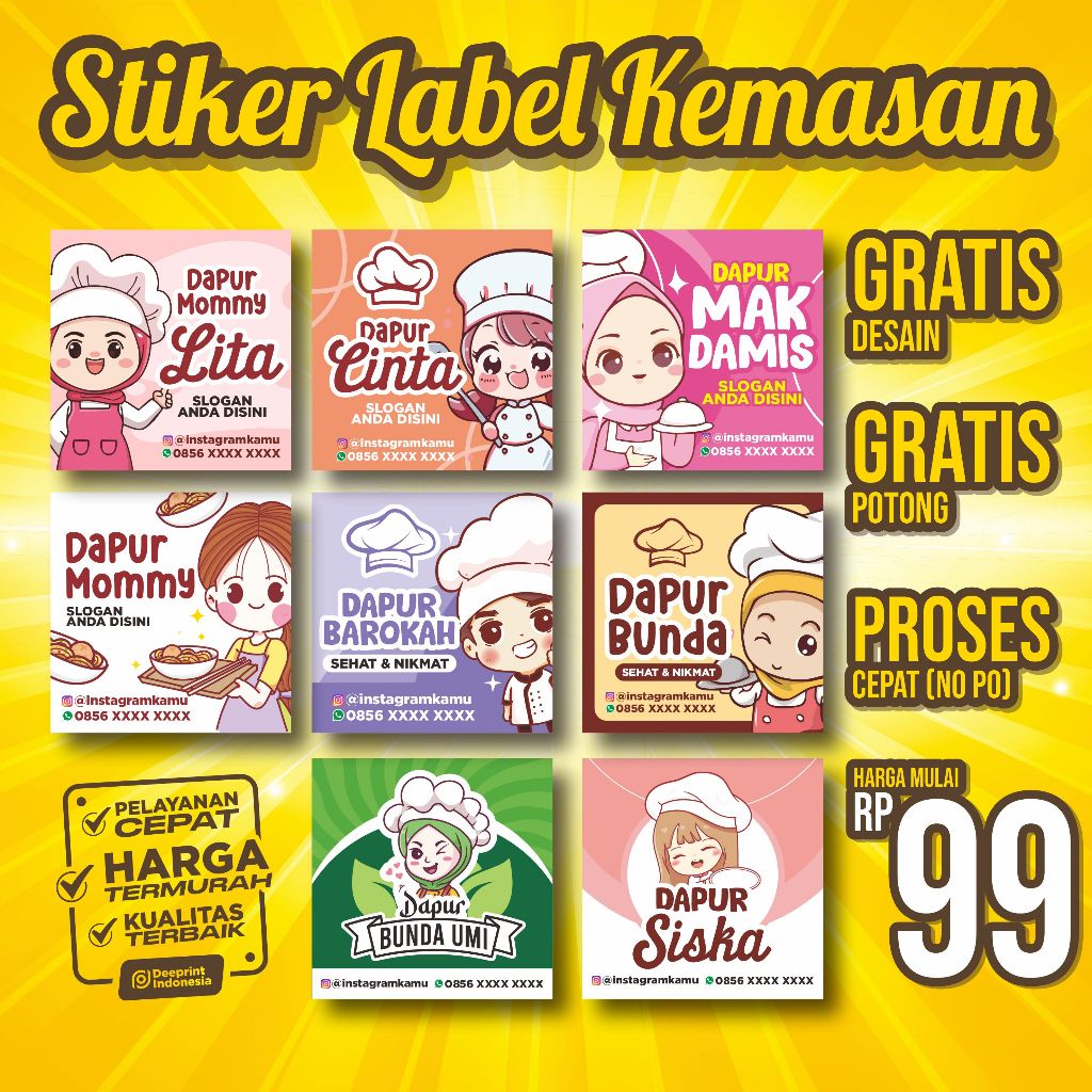 Stiker Label Kemasan Makanan Termurah, Label Camilan, Label Snack, Label Standing Pouch, Label Thinw