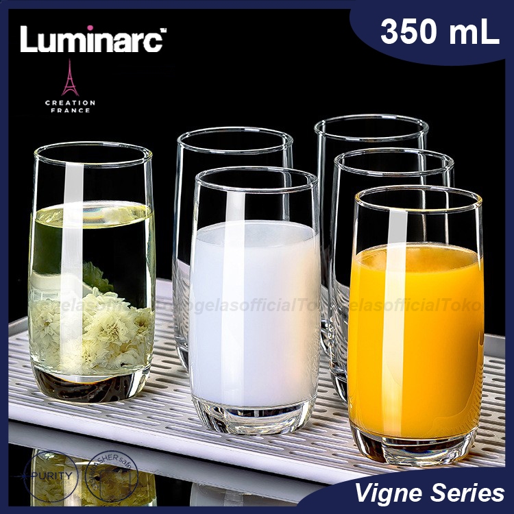1 SET ISI 6 PCS GELAS LUMINARC VIGNE 350 ML - GELAS JUS - GELAS KACA - GELAS MINUM - HIGHBALL GLASS 