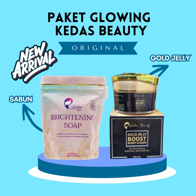 Kedas Beauty Original Paket Wajah Glowing 2in1 ( Sabun l Gold Jelly )