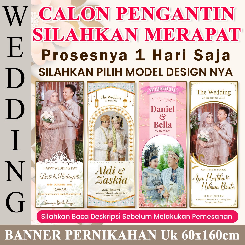 Baner Cetak X Banner Wedding Pernikahan Weding Konter pulsa Olshop toko jualan Brilink plus Rangka U