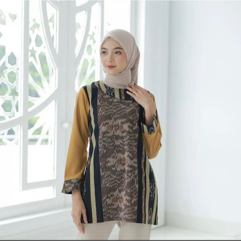 Tenun Kombinasi / Atasan tenun / blouse tenun wanita / Kemeja batik tenun wanita