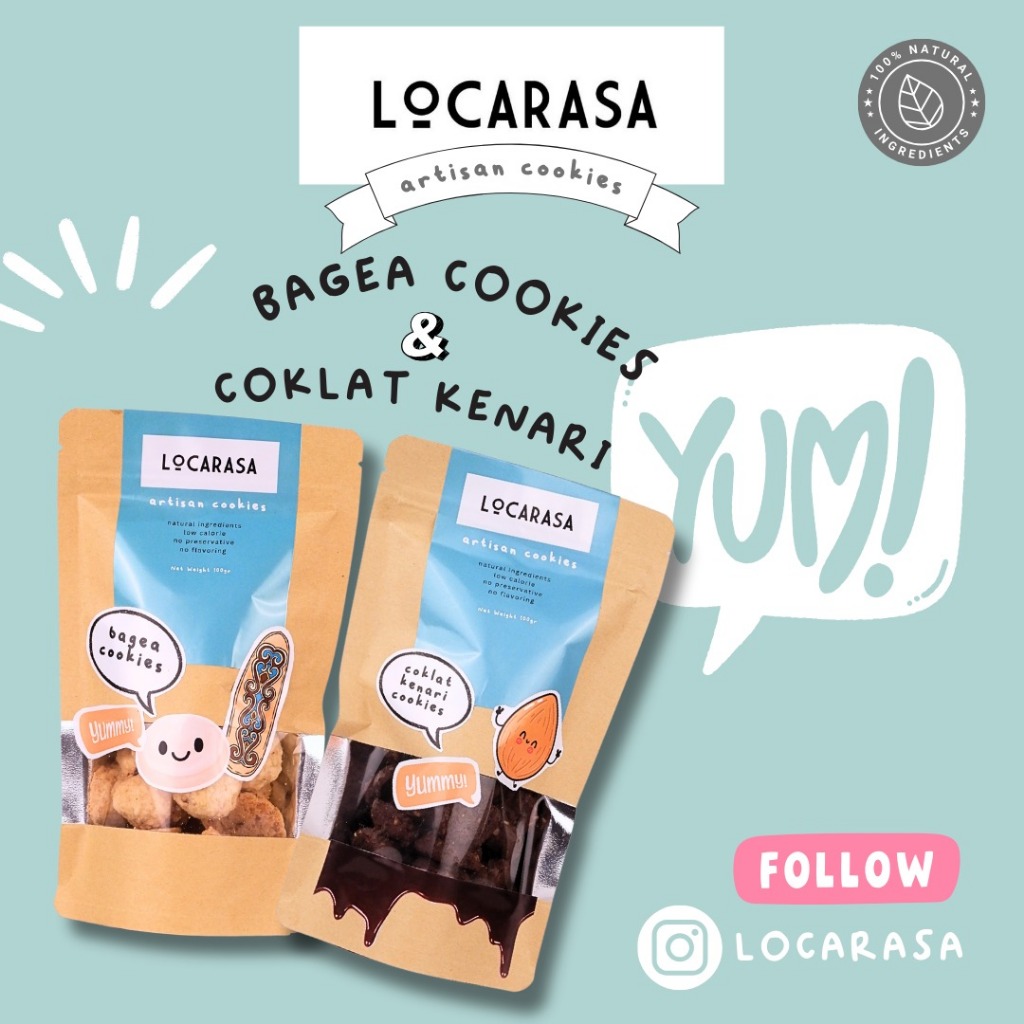 

LOCARASA - Kue Kering Premium Chocolate Kenari Cookies 100gr + Bagea Cookies Gluten Free 100gr