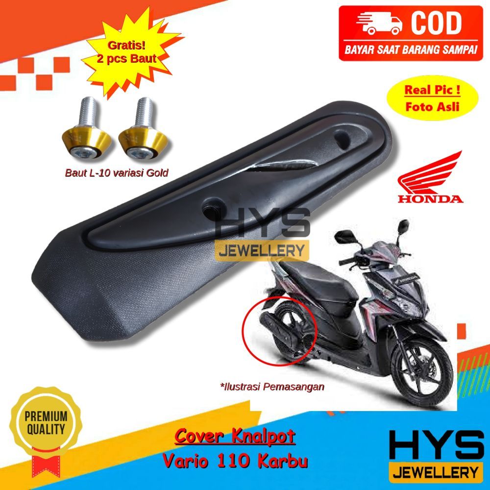 [COD] Cover Tutup Knalpot Motor Honda VARIO 110 Karbu + Gratis Baut