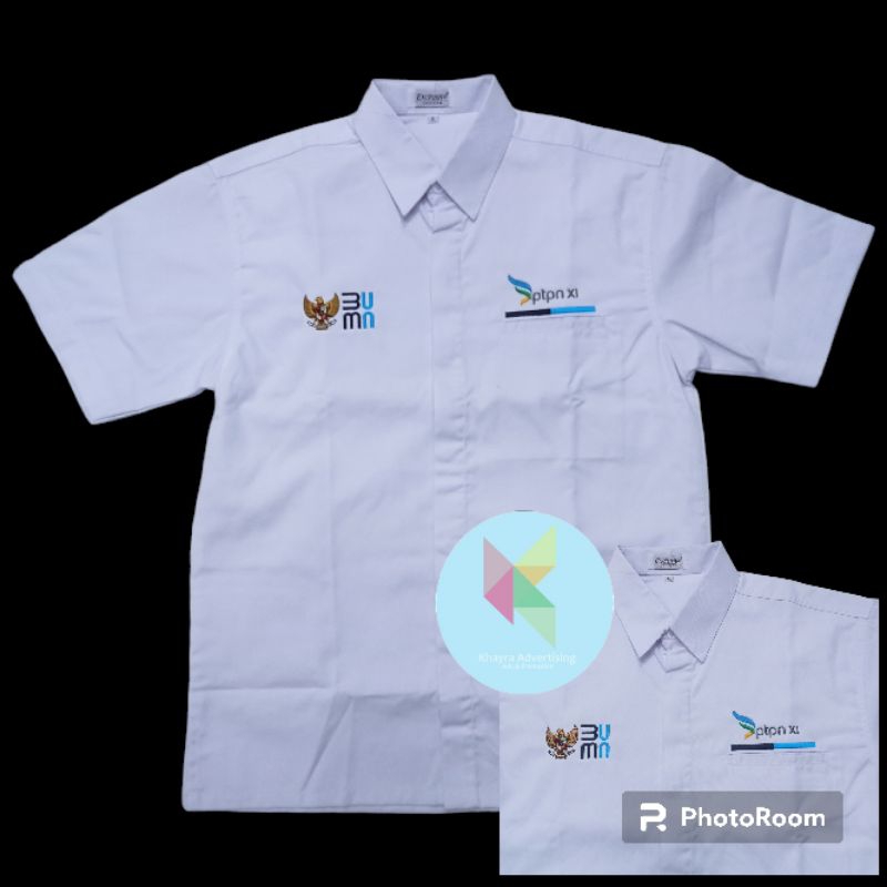 kemeja BUMN PTPN XI seragam BUMN PTPN XI baju BUMN PTPN XI putih lengan pendek