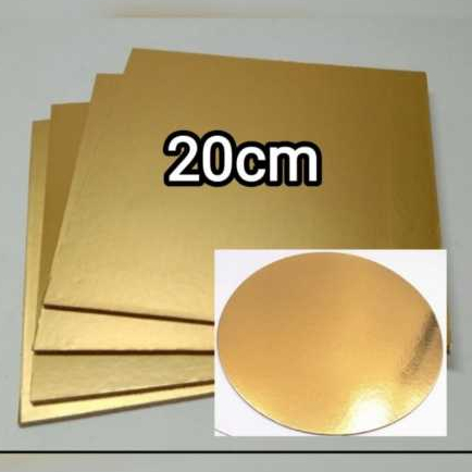 tatakan alas kue tart kotak dan bulat gold 20cm
