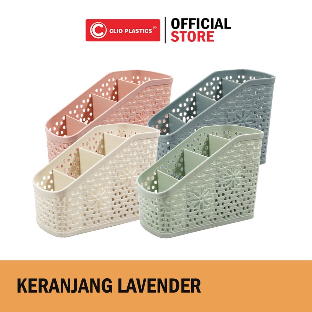 Keranjang Clio Lavender 4 Sekat / Storage Lavender Clio Multifungsi Serbaguna Plastik ATK Kantor