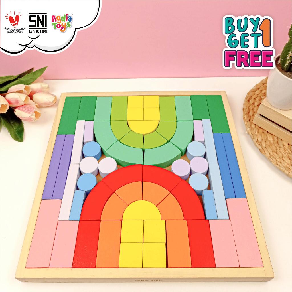 EKSKLUSIF BUY 1 GET 1 / Mainan Balok / City Block / Agdia Toys / 33x33x3 cm / isi 54 / Mainan Edukas