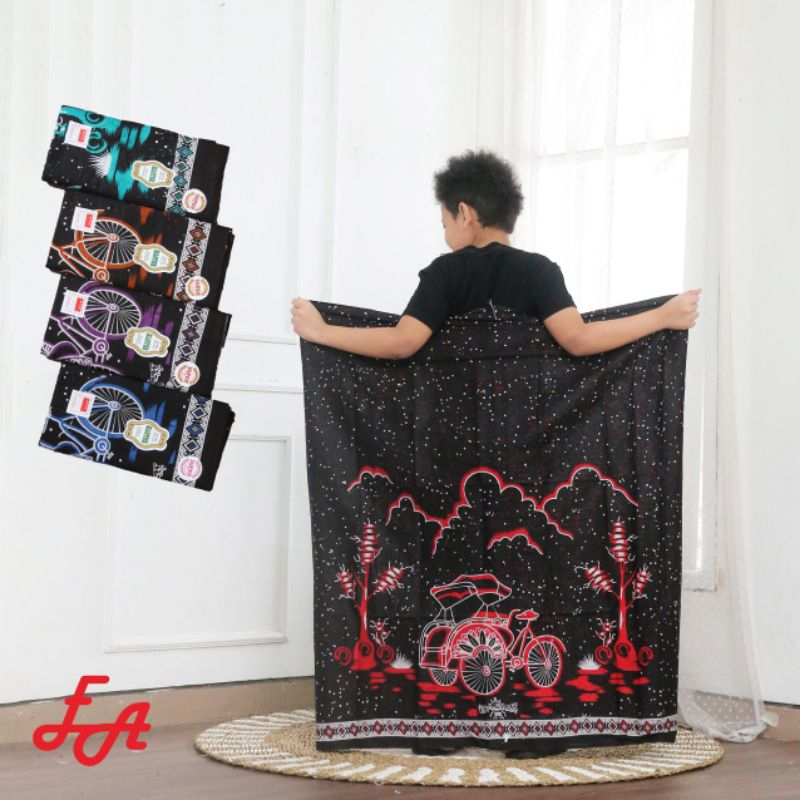 sarung batik anak motif becak dan bunga