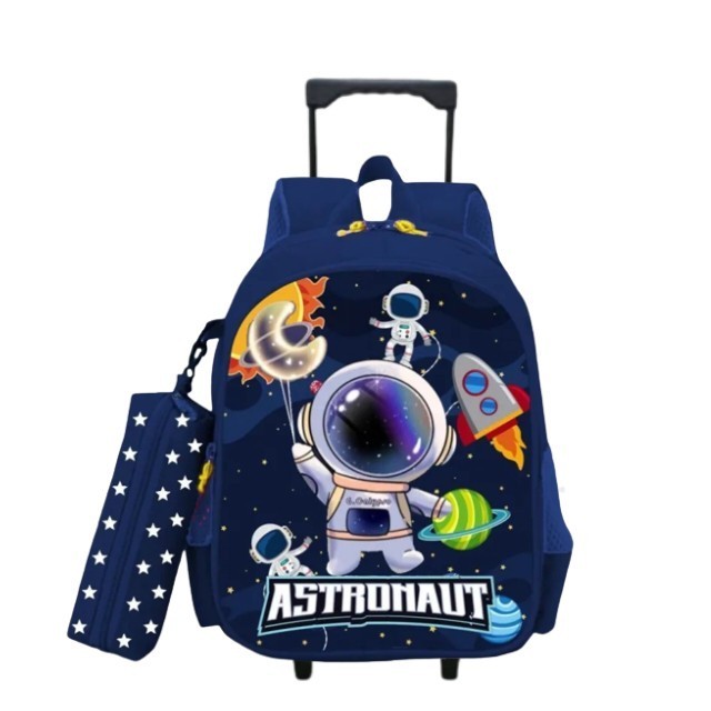 jtb = gratis ongkir - bisa cod - tas troli anak laki laki tas roda anak sekolah motif astronot troli anak terbaru