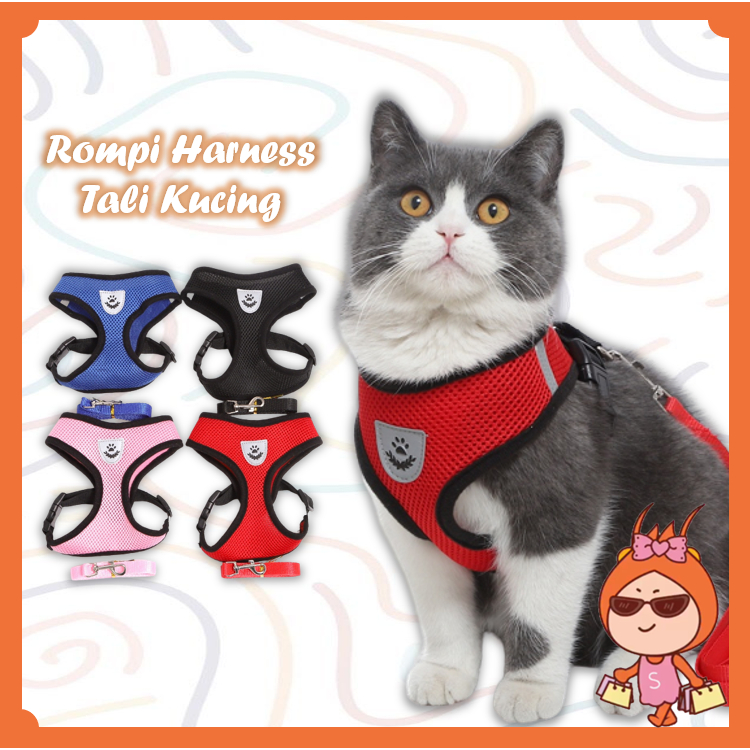 Reseller Welcome - 5524 Tali Kucing Harness / Rompi Baju Kucing & Anjing Lembut / Tali Tuntun Kucing