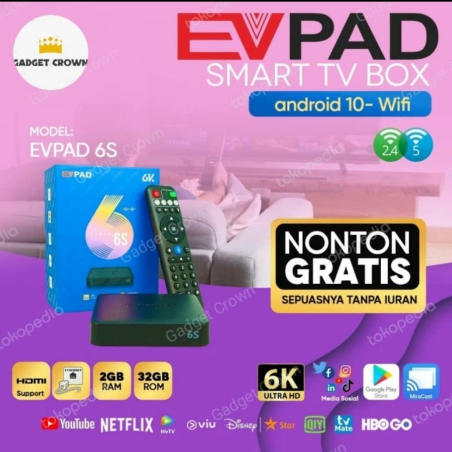 Tv box Evpad 6P ram 4/64gb / Evpad 6S ram 2/32gb Garansi Resmi Android 10 android tv box