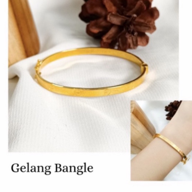 gelang model simpel elegant emas asli kadar 875