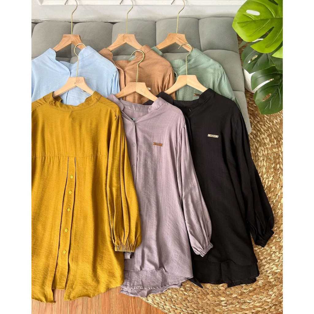 Bdg.Grosir Vinny Shirt - Kemeja Wanita Kncing Depan Belakang - Kemeja Linen Wanita