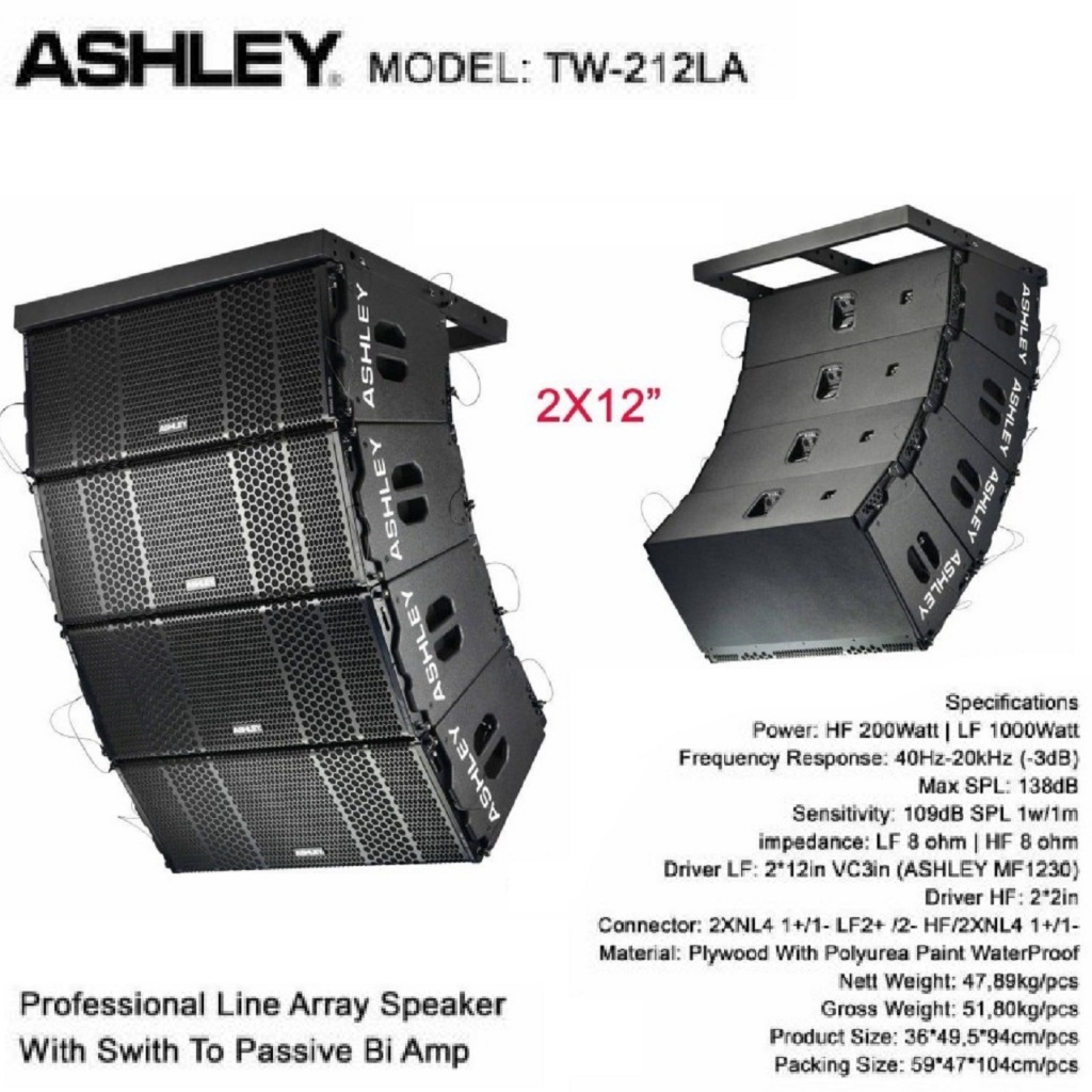 Speaker Pasif Line Array Ashley TW212LA TW 212LA / Original