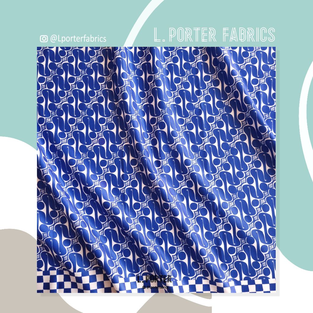 Kain L. Porter Fabrics Satin Bridal Duches Motif Batik Parang Rahajeng / Kain Motif Batik Parang / K