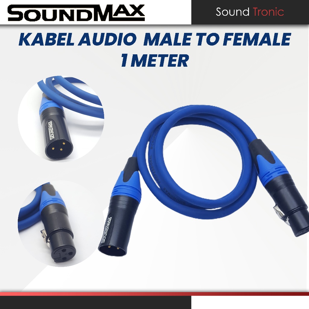 Kabel Mic Audio Canon XLR Male To Female Black Gold 1 Meter SOUNDMAX