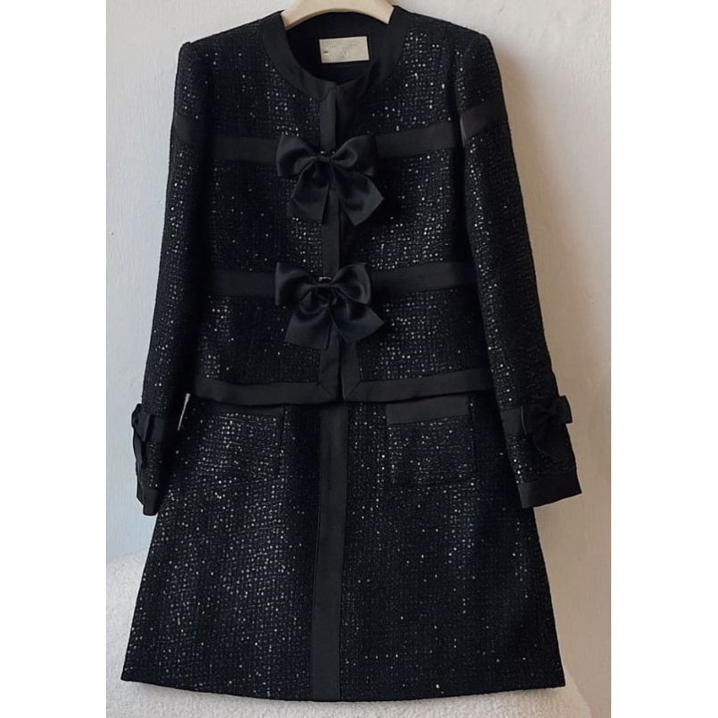 ribbon tweed set top+skirt
