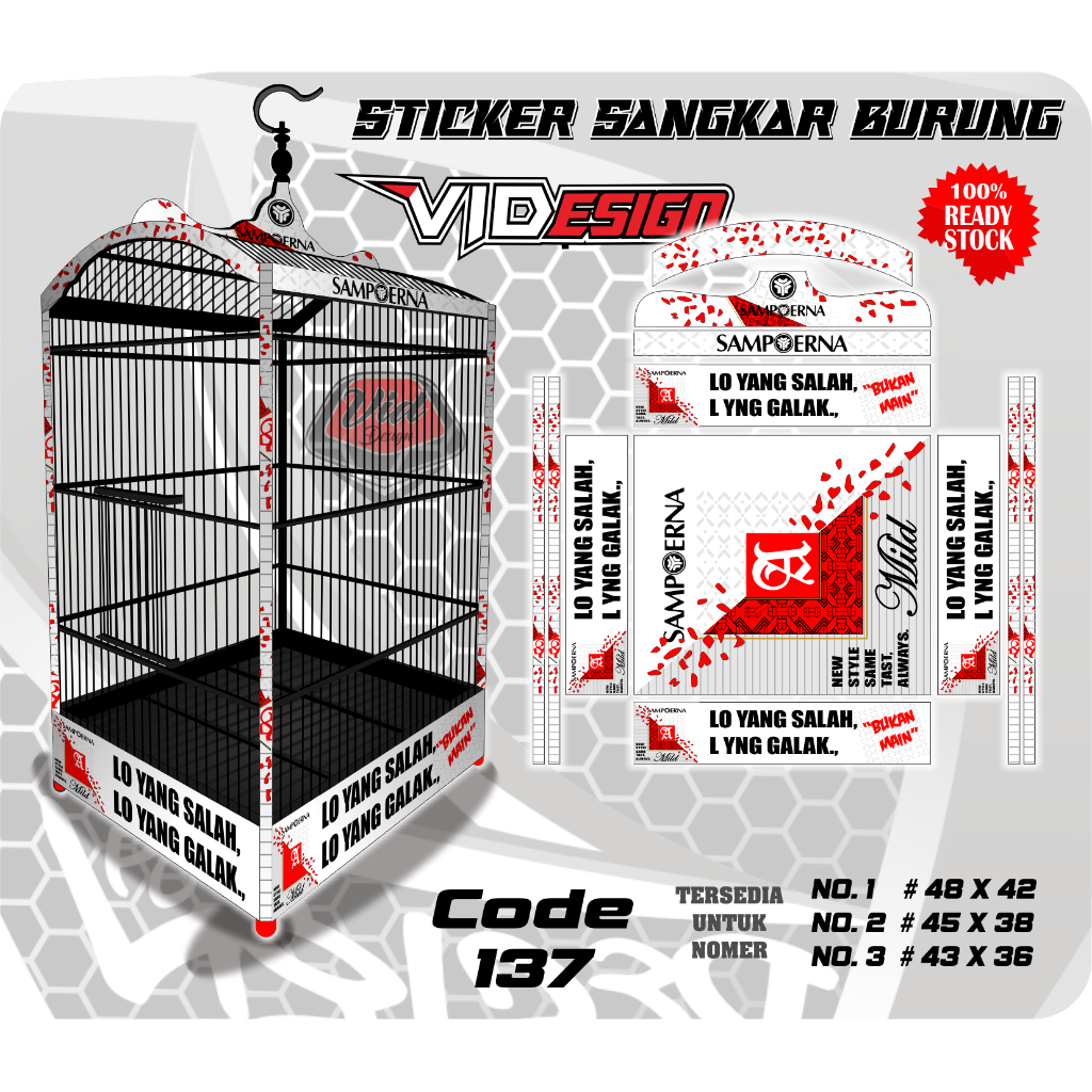 Sticker Sangkar Kotak Motif Sampoerna Mild No 1 2 3