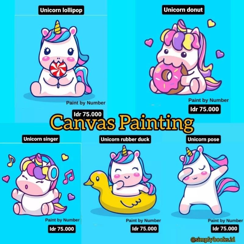 

CANVAS PAINTING UNICORN - PAINT BY NUMBER - KANVAS LUKIS ANAK UNICORN GIRL - KUAS CAT AIR KANVAS