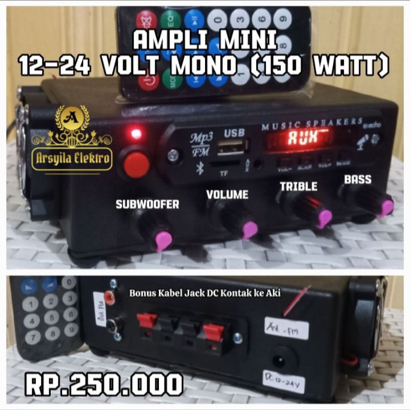 POWER AMPLIFIER / AMPLI MINI 12 - 24 VOLT MONO (150 WATT) SUBWOOFER BASS MP3 BLUETOOTH USB