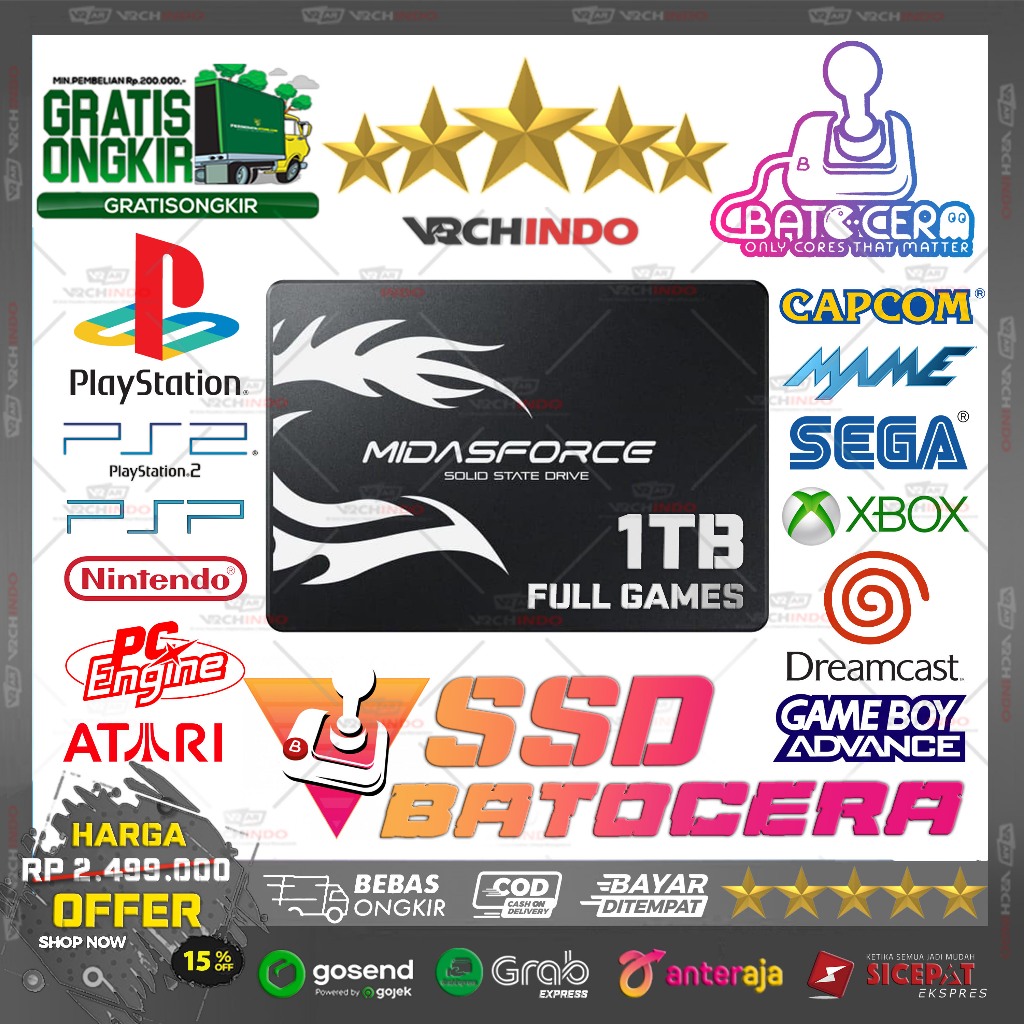 1TB SSD External Game Batocera / Retrobat Emulator Emulator - All in One Games Console Retro Emulato